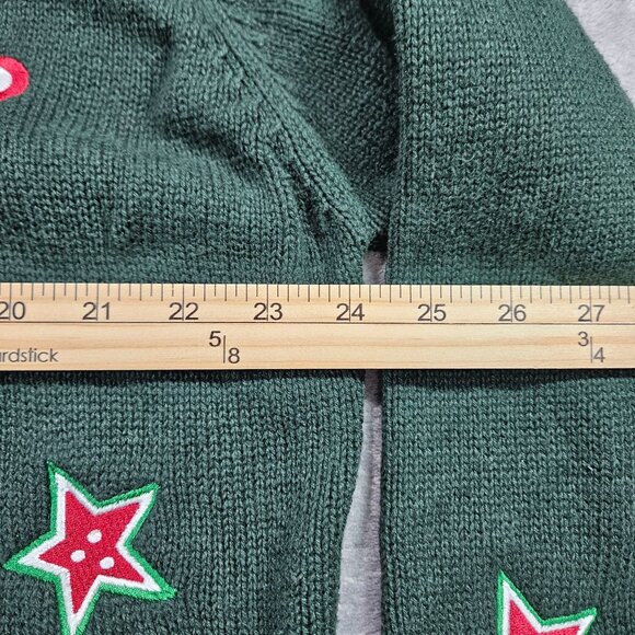 Vtg Quacker Factory Sweater Womens 1X Green Christmas So Many Cookies Santa - Picture 8 of 9